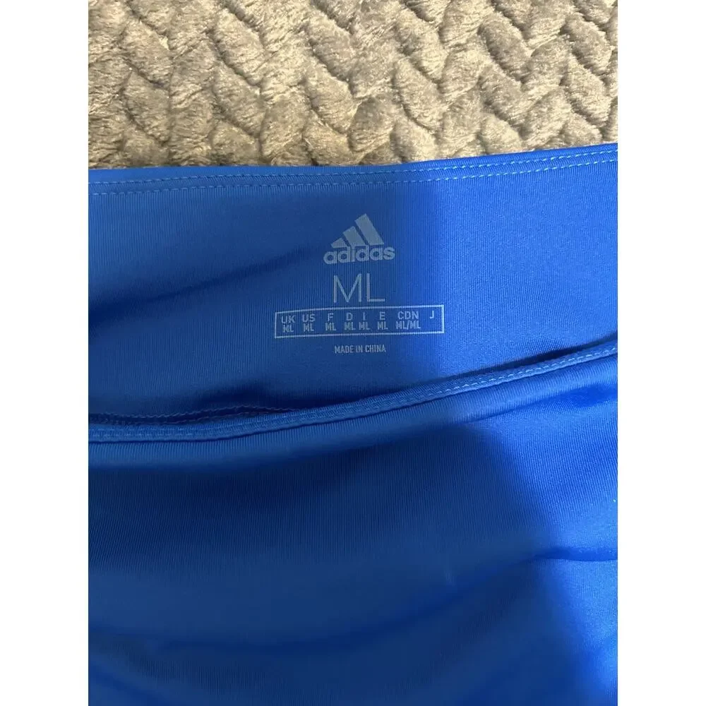 Adidas Tennis Skort Women's ML Blue 4-Way Stretch Athletic High Waisted Pull On